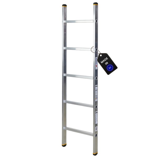 Aluminium Anlegeleiter mit fünf Sprossen und Made in EU Kennzeichnung
