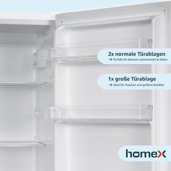 homeX Kühlschrank mit Gefrierfach Kühl-Gefrierkombination freistehend 173 Liter Nutzinhalt 40 dB CFS1110-W weiß