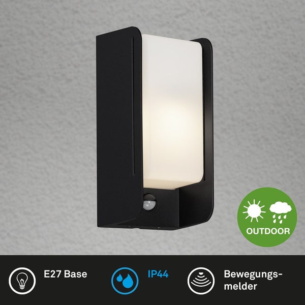 Außenleuchte Bewegungsmelder Sensor E27 IP44 12 W schwarz Metall Briloner