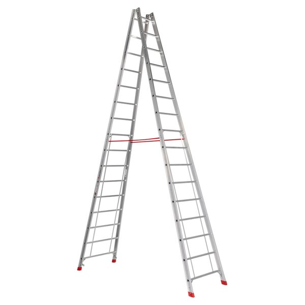 Aluminium-Doppelleiter mit Sprossen und rutschfesten Füßen