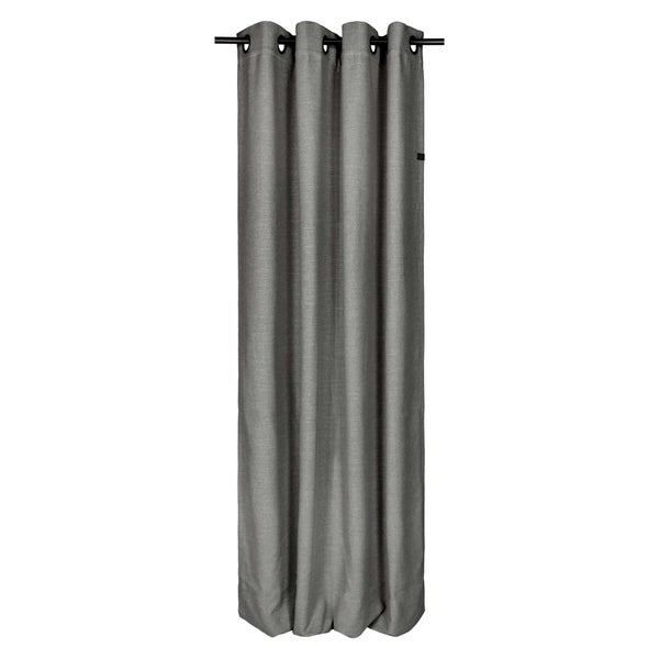 Grauer Gardinenschal mit Ösen an einer Gardinenstange