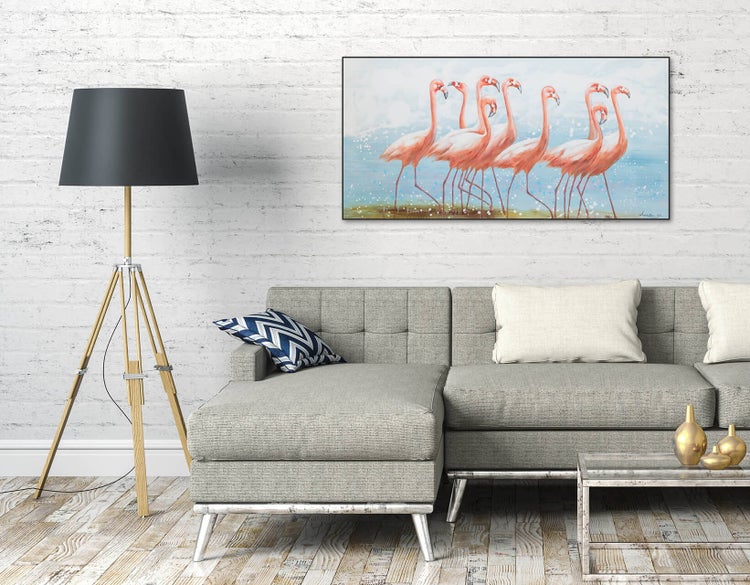 Handgemaltes Gemälde Acrylfarbe 120x60cm Blau