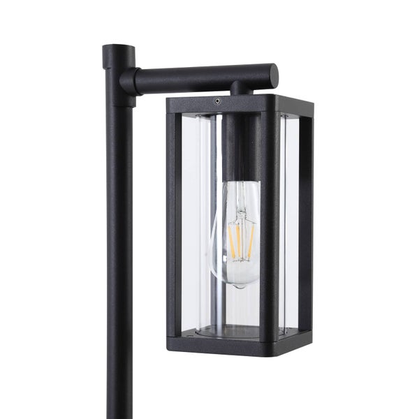 Lucande Außenleuchte Siveta (Modern) in Schwarz aus Aluminium (1 flammig, E27) - Wegeleuchte Pollerleuchte Wegelampe Sockelleuchte
