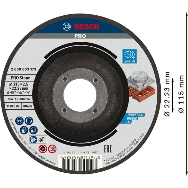 Bosch PRO Stone Trennscheibe 115 x 2,5 x 22,23 mm - 2608603173