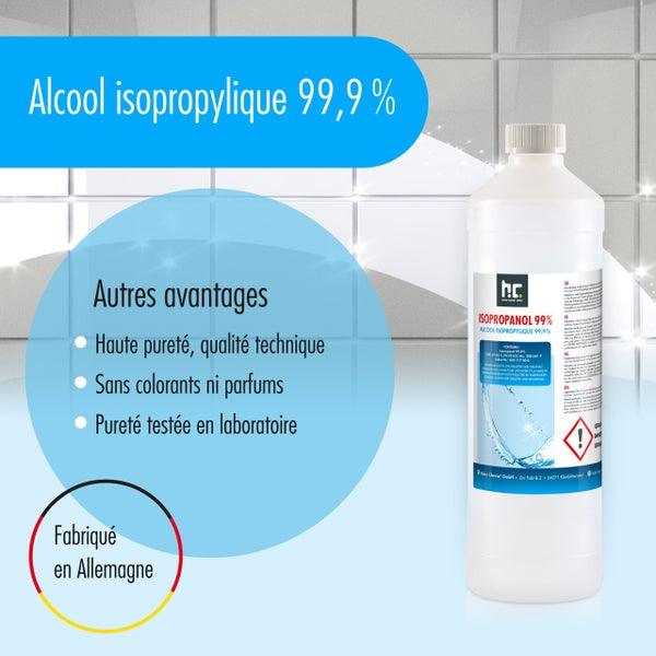 Isopropanol 99,9 Prozent in einer weißen Plastikflasche