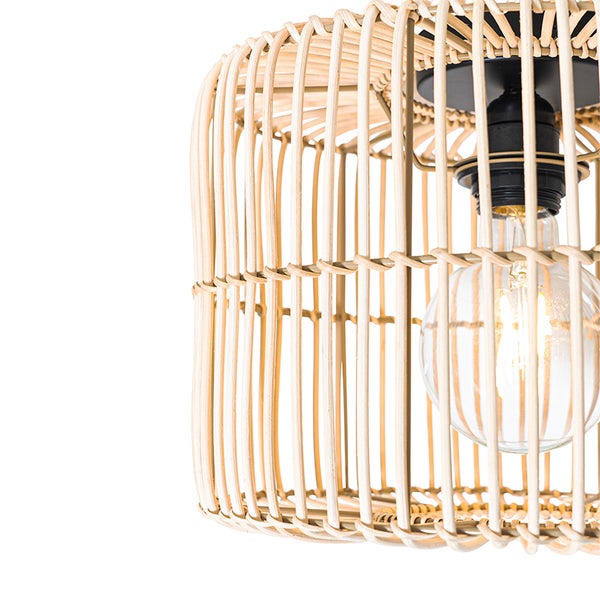 Deckenleuchte aus Rattan mit Glühbirne