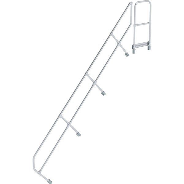 Treppengeländer aus Metall, silberfarben, mit schrägem Handlauf und Stützpfosten.