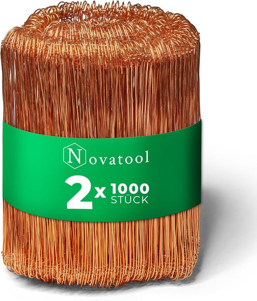 Novatool Drilldraht aus kupferfarbenem Metall, 2 mal 1000 Stück, Sackverschlüsse für Drahtdriller.