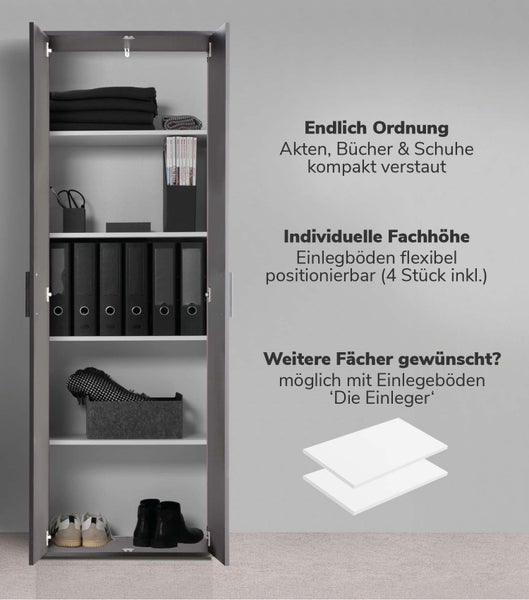 mokebo Schrank Set 2-teilig in Anthrazit 'Die Allzweckwaffe', Set aus Aufbewahrungsschränken
