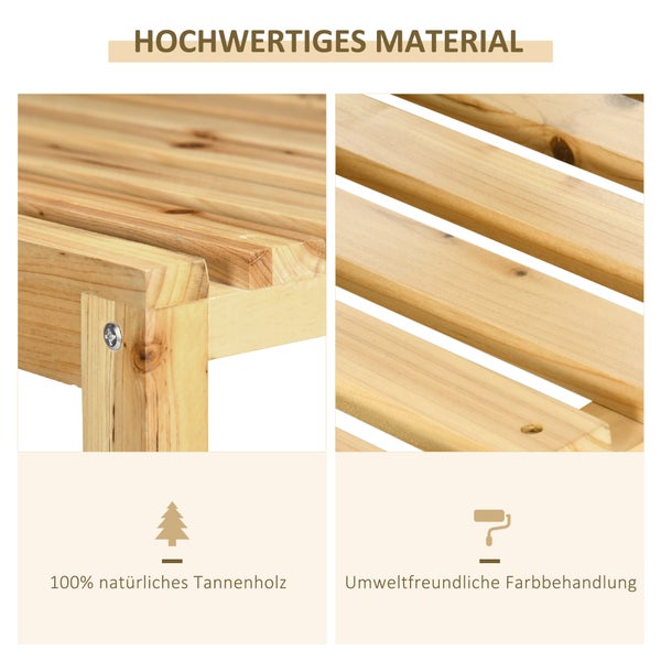 Outsunny Getränkekistenständer, Getränkekistenregal, Kistenregal mit 2 Gekippten Regalen, Flaschenkastenregal für 4 Getränkekisten, Natur, 74 x 45 x 111 cm