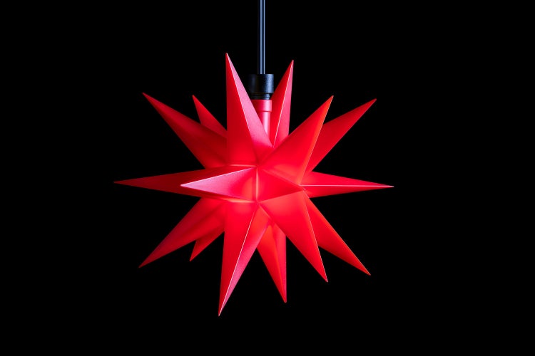 Sterntaler Dekostern | Weihnachtsstern Kunststoff | 18-Zacker | mit Timer | 16cm | Außen | LED | Batterie