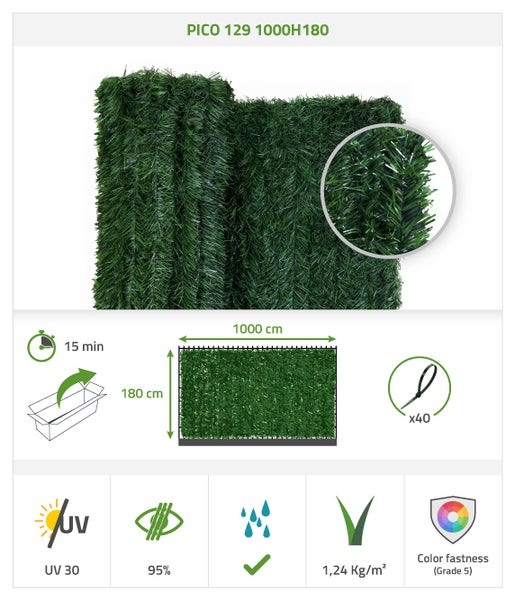 PICO 129 Sichtschutzmatte, 1000 cm breit und 180 cm hoch