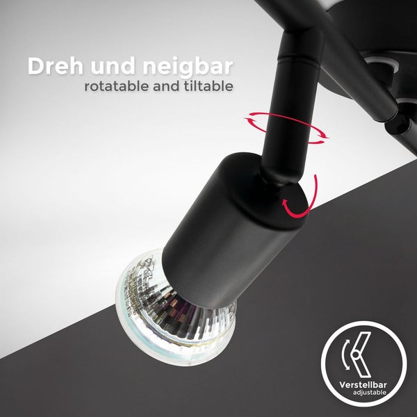 Deckenstrahler - 11,6W, 1040lm, LED, schwenkbar, GU10, warmweiß, schwarz