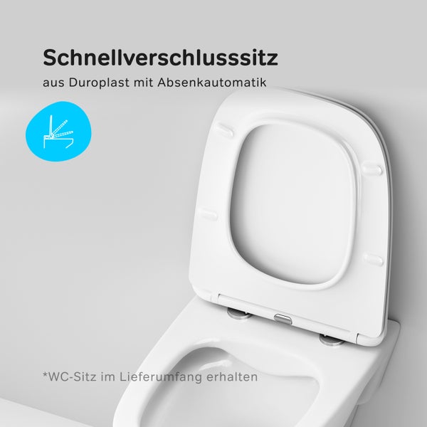 AM.PM Wand-WC  Tiefspüler ohne Spülrand weiß glänzend mit WC-Sitz CXA1700SC X-Joy