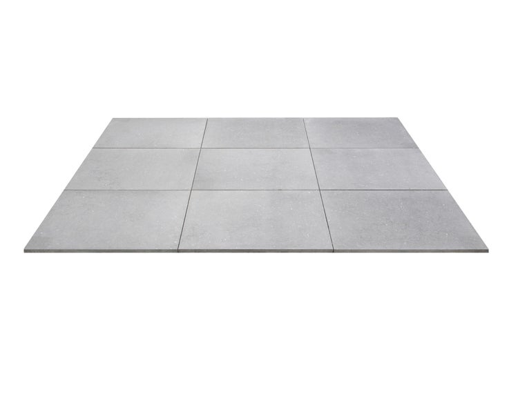 Wohnrausch Kalkstein Terrassenplatten SUES GREY 91,5 x 61 x 3 cm, sandgestrahlt, gebürstet, hellgrau