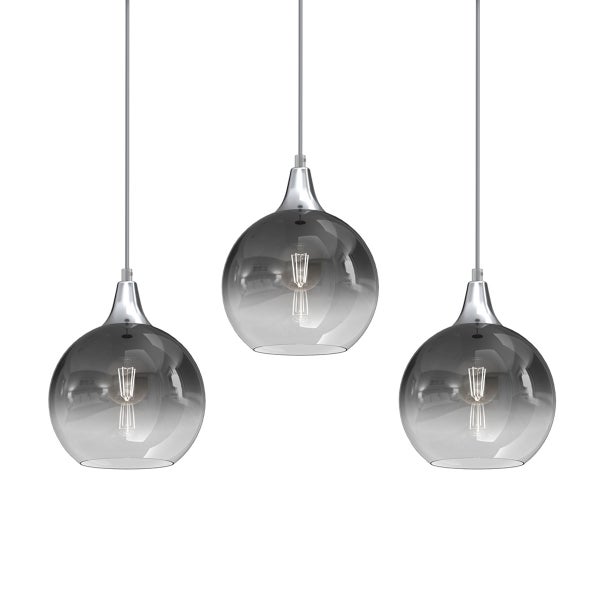 Pendelleuchte Hängeleuchte Mariopa P3 Silber 3 x E27 Metall + Glas 60 cm 11163