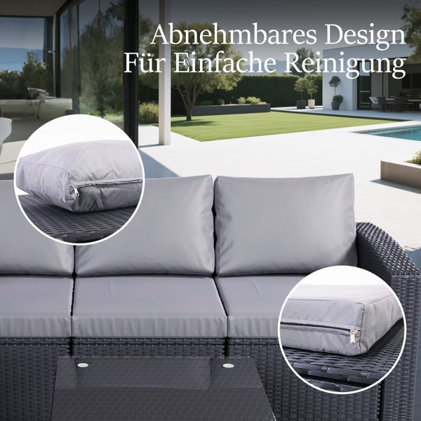 Gartensitzgruppe mit abnehmbaren Kissenbezügen für einfache Reinigung