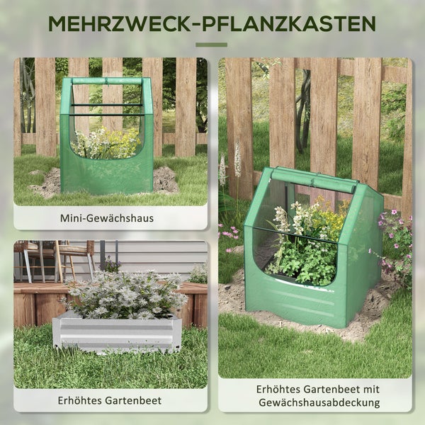 Outsunny Foliengewächshaus, Gewächshaus mit 2 Fenster, 70 x 70 x 90 cm, Stahl, Kunststoff, Grün