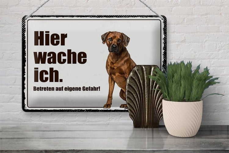 Blechschild Spruch 30x20cm Rodhesian Ridgeback hier wache ich