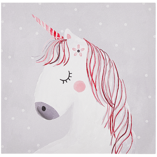 Wandbild auf Leinwand mit illustriertem Einhorn-Motiv für das Kinderzimmer.