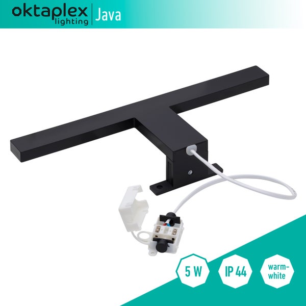 Spiegelleuchte 3000K warmweiß 5W IP44 schwarz 30cm Schranklampe 320Lm als Aufbauleuchte oder Klemmleuchte Spiegelllampe