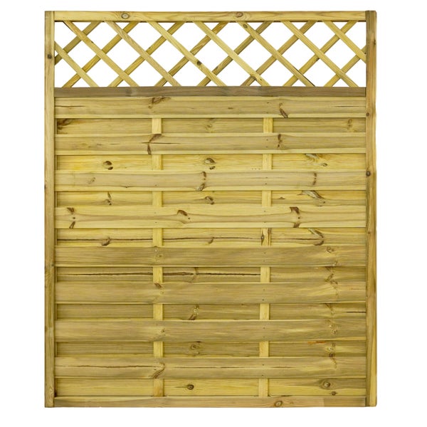 Holzzaun mit Lattenmuster im oberen Bereich