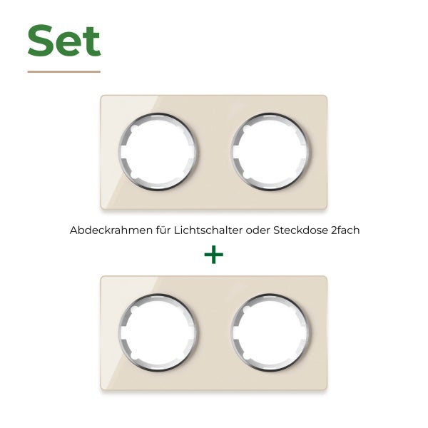 Set aus zwei zweifachen Abdeckrahmen für Lichtschalter oder Steckdosen