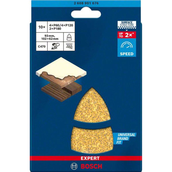 Bosch EXPERT C470 Schleifpapier, 102 x 62/93 mm, K 40, 50 Stück - 2608901676