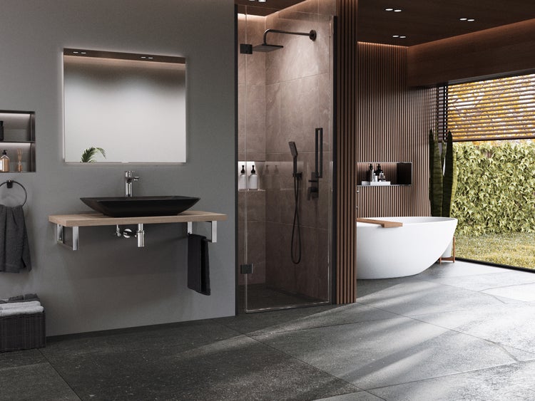 Aqua Bagno Leon Aufsatzwaschbecken – 60 cm – Keramik – Schwarz Matt – KB.AN.LEON.001