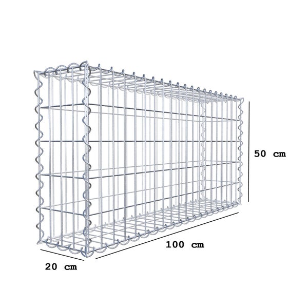 Gabione 100 cm x 50 cm x 20 cm (L x H x T), Maschenweite 5 cm x 10 cm, Spirale