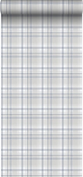 Sanders und Sanders Tapete Karomuster Blau und Grau - 53 cm x 10.05 m - 640714