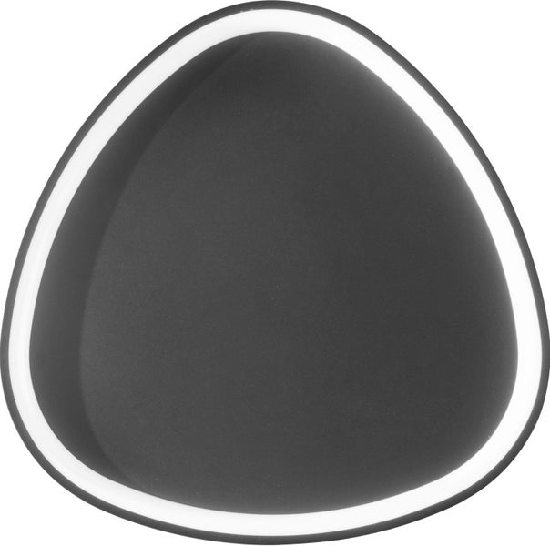 Moderne Wand- und Deckenleuchte in organischer Dreiecksform mit LED-Ring in Anthrazit.