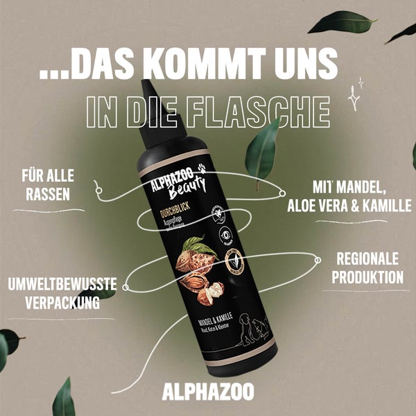 ALPHAZOO Durchblick Augenpflege 200ml für Hunde und Katzen I Sanfter Augenreiniger