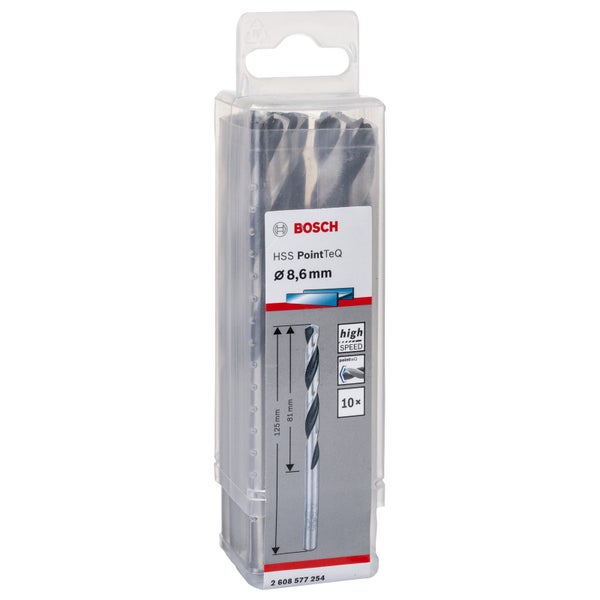 Bosch 10x HSS PointTeQ DIN 338 8,6 x 81 x 125 mm - 2608577254