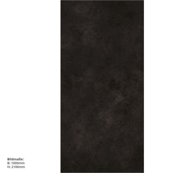 Cement Schwarz, 100x210cm, fugenlose Wandpaneele aus Alu-Verbund 3mm, Duschrückwand