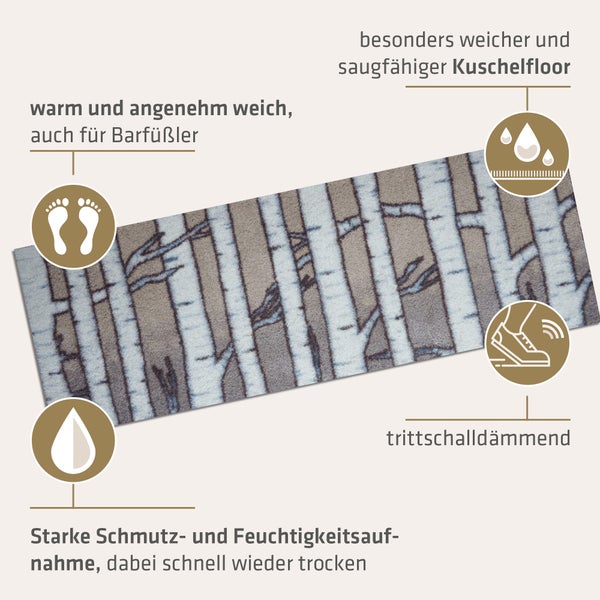 Akzente Feel Badematte mit Motiv in Grau Fußmatte 35 x 100 cm, rutschfest, saugfähig