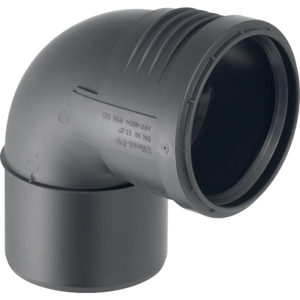 Schallgedämmter Abwasserrohr-Bogen Silent-PP, 87,5 Grad, DN 90, aus Polypropylen.