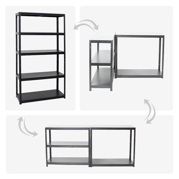 PROREGAL Mega Deal 5x Schwerlastregal Steel Eagle HxBxT 180 x 100 x 40 cm Fachlast 130 kg Schwarz