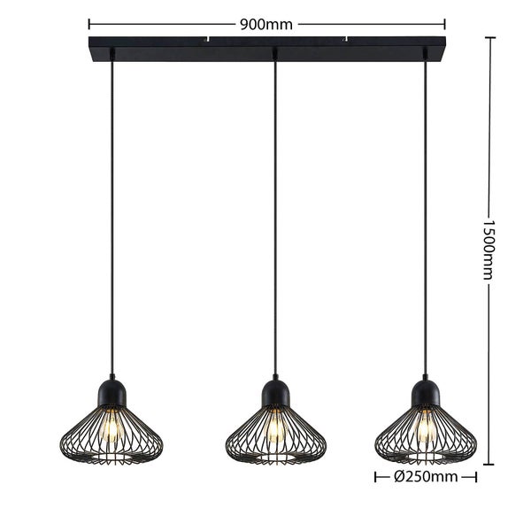Lindby Pendelleuchte Metehan in Schwarz aus Metall (3 flammig, E27) - Deckenlampe Esstischlampe Hängelampe Hängeleuchte Wohnzimmerleuchte