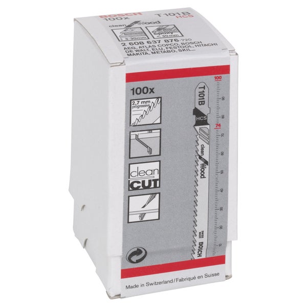 Bosch 100x Stichsägeblatt T 101 B Clean for Wood - 2608637876