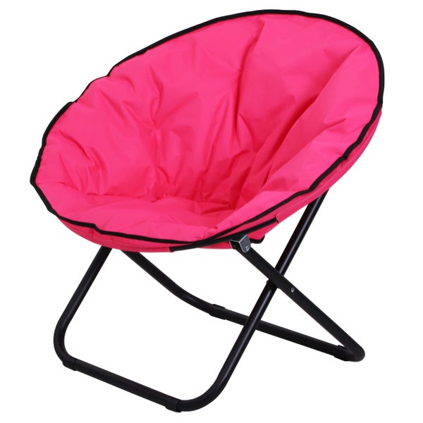 Outsunny Campingstuhl Faltbar Campingsessel mit Lehne, Klappstuhl bis 120kg, gepolstert Moonchair Extra Breit, Faltsessel Outdoor Stuhl für Garten, Balkon, Camping, Rosa