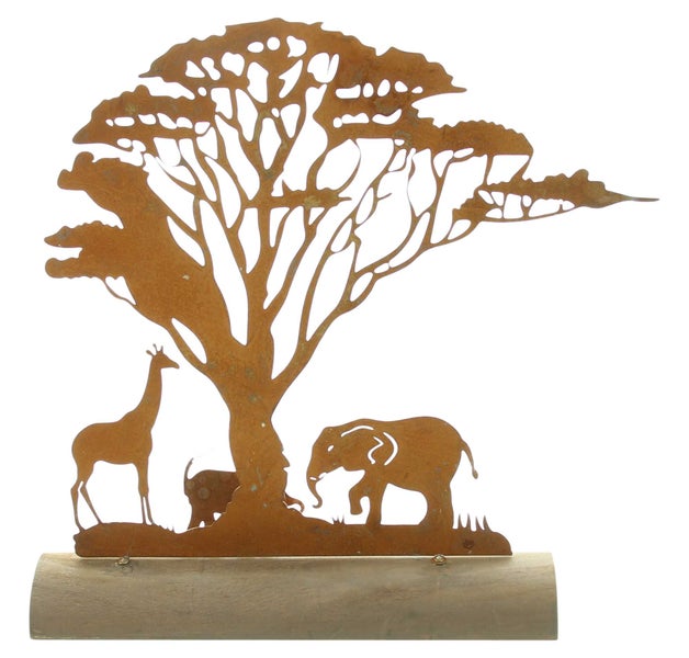 FRANK FLECHTWAREN | Deko-Objekt Savanne, METALL, HOLZ, 27 x 6 x 27 cm