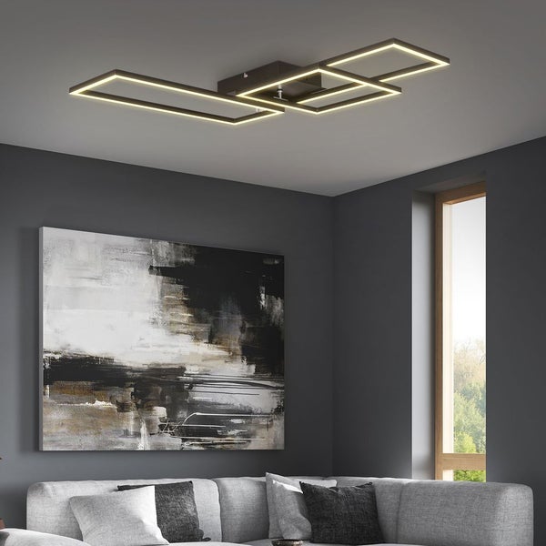 Deckenlampe 92,8x26 cm - 36W, 4200lm, LED, dimmbar, Fernbedienung, CCT, schwarz