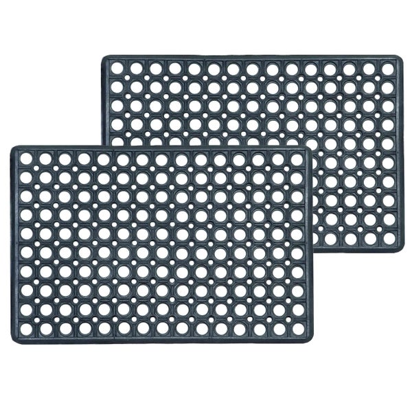 Zwei rechteckige Gummimatten mit Löchern