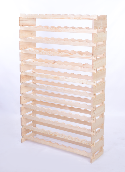 Weinregal VINOTECA FLEX PRO HxBxT 163x103x28cm 120 Flaschen auf 12 Ebenen Massives Kiefernholz Natur unbehandelt