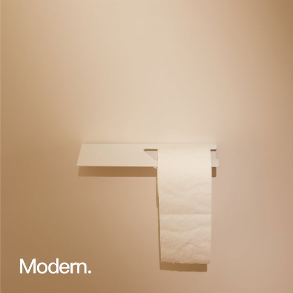 Designfabrik Hamburg Toilettenpapierhalter ohne Bohren Weiß mit Ablage 27cm