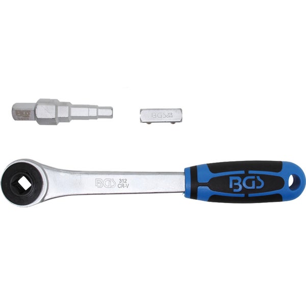 BGS Durchsteckknarre mit Adapter und Stufenschlüssel Abtrieb Innenvierkant 12,5 mm (1/2) - 314