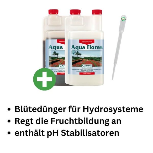 Canna Aqua Flores A&B 5 Liter – 2x5L Hydrokultur Dünger für Blütephase – Optimale Nährstoffversorgung in zirkulierenden Systemen – Präzise Dosierung mit Pipette – Hochkonzentrierte Nährstoffe für üppige Blüten