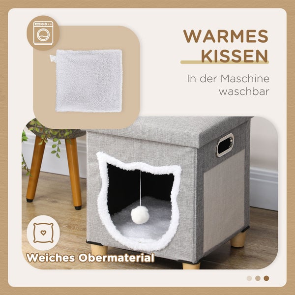 Katzenhaus mit warmem Kissen und weichem Obermaterial