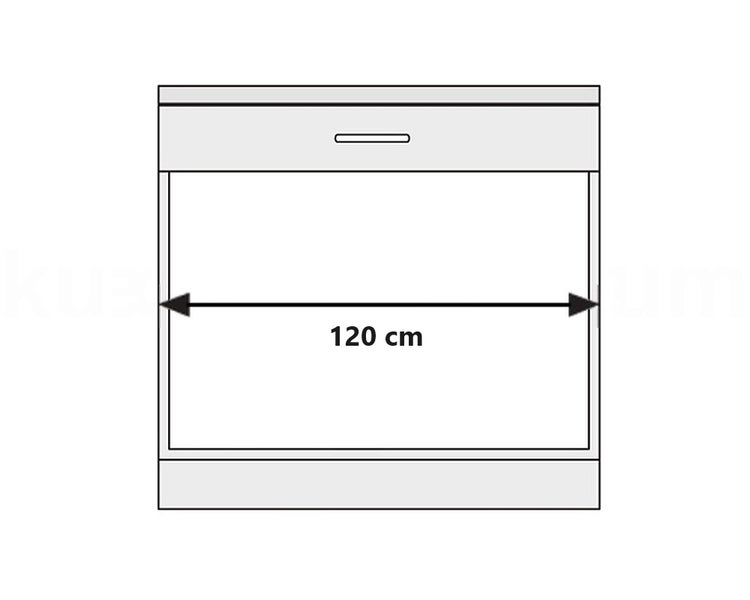 Technische Zeichnung eines Schranks mit einer Breite von 120 Zentimetern.